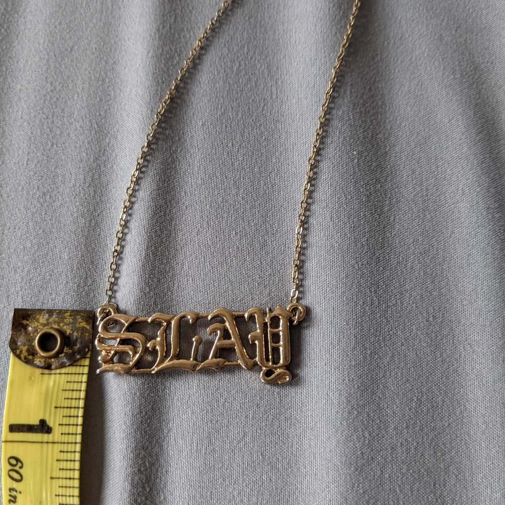 Forever 21 Gold Script "Slay" Necklace - Picture 7 of 7